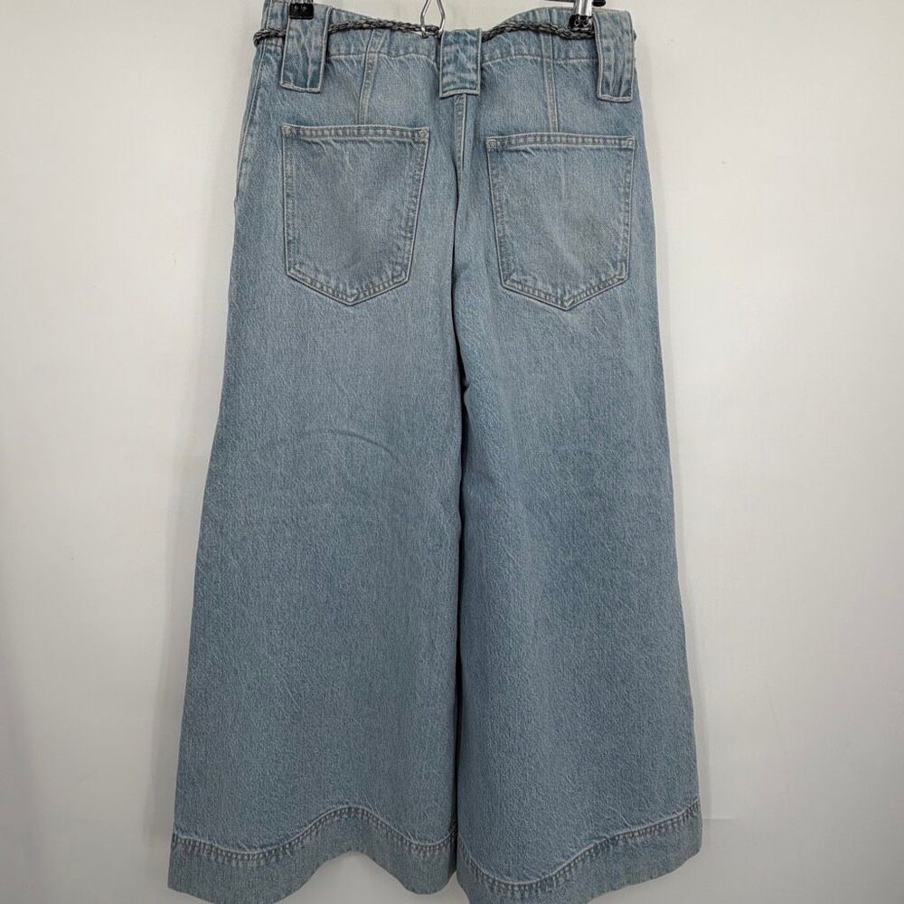 Free People We The Free Sheer Luck Cropped Wide-Leg Jeans Light Wash Sz 26 - Picture 5 of 11